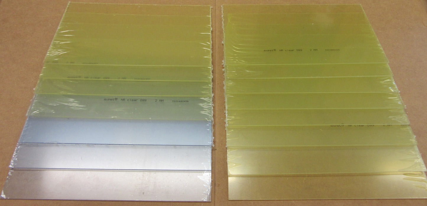 PET-A Platten 2Kg Reste aus Zuschnitt 2mm Axpet® NR clear 099 Kunststoffplatten