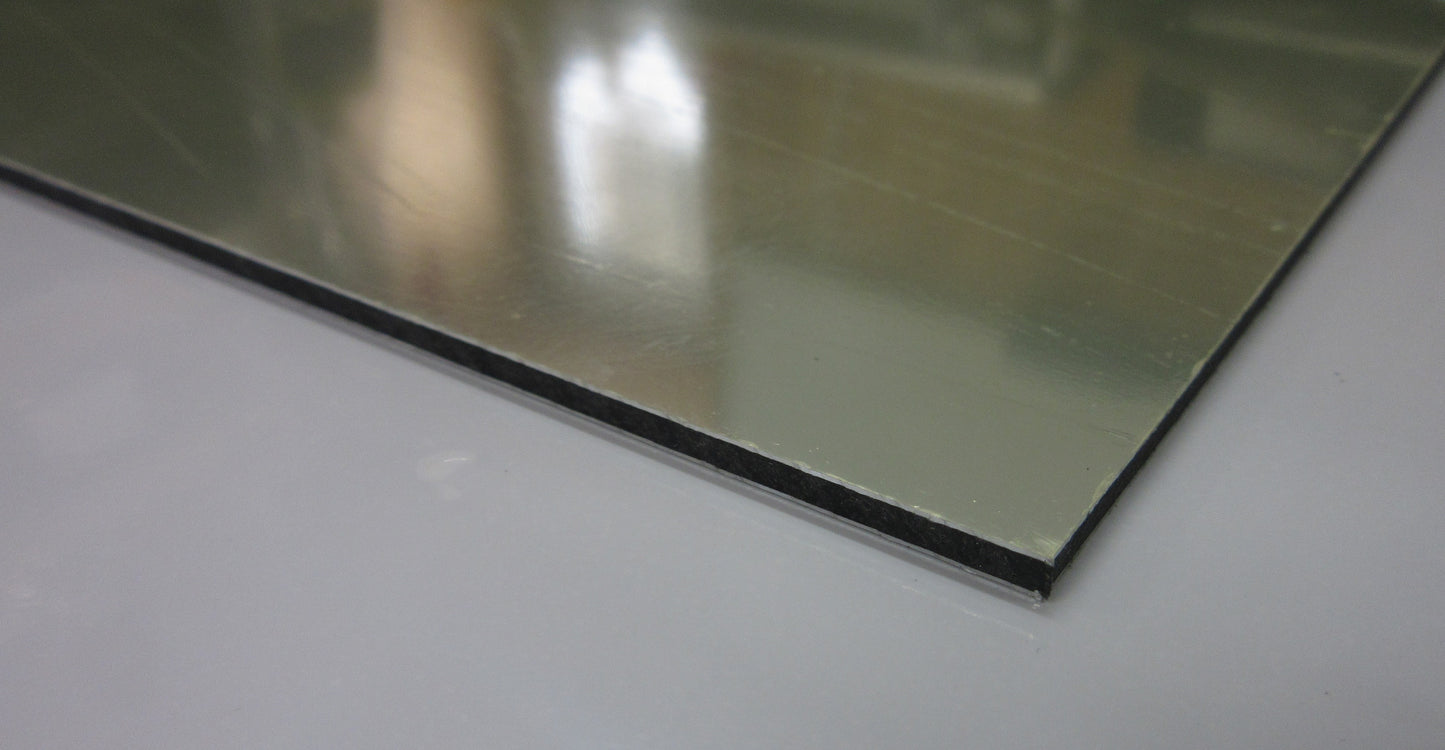 Alu-Verbundplatte 3mm Spiegel Innen und Außeneinsatz Zuschnitt 702 x 115mm