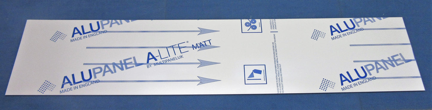Alu-Verbundplatte 3mm weiß Zuschnitt 1056 x 226mm, Deckschicht 0,26mm matt