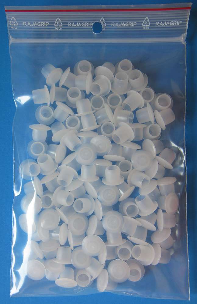 100 Stück Blindstopfen KB10 10mm Natur Kunststoff - Kopf: 15mm - Höhe: 9mm