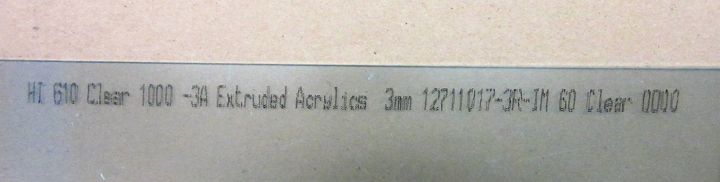 Acryl XT Platte 3mm Zuschnitt 1022x153mm, Kunststoffglas Schlagzäh Nr. 610 klar
