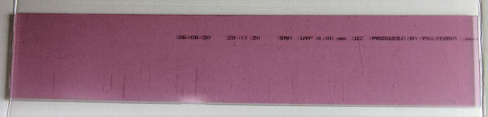POLYCASA® SAN UVP Platte 4mm Zuschnitt 640 x 123mm Kunststoffglas UV beschichtet