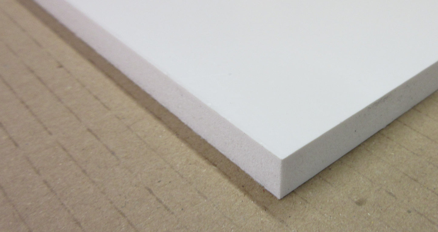 PVC Integralschaumplatte 10mm Zuschnitt weiß 605 x 43 mm - Kunststoff Platte