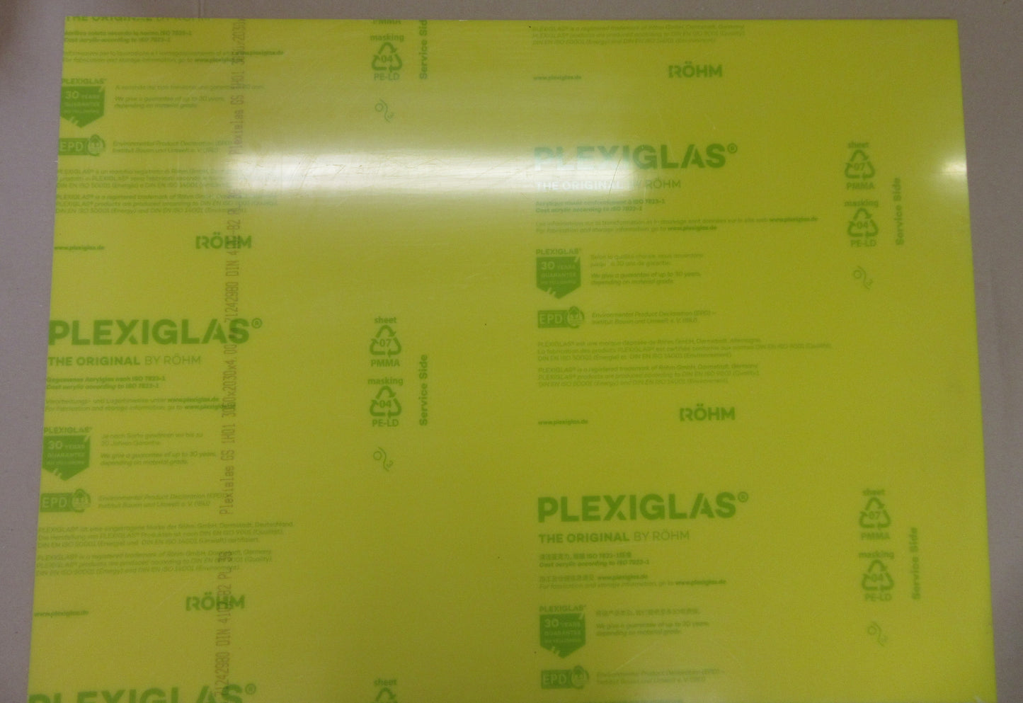 PLEXIGLAS® farbig GS gelb 4mm Zuschnitt 955 x 707 mm - Kunststoffglas - Acrylglas