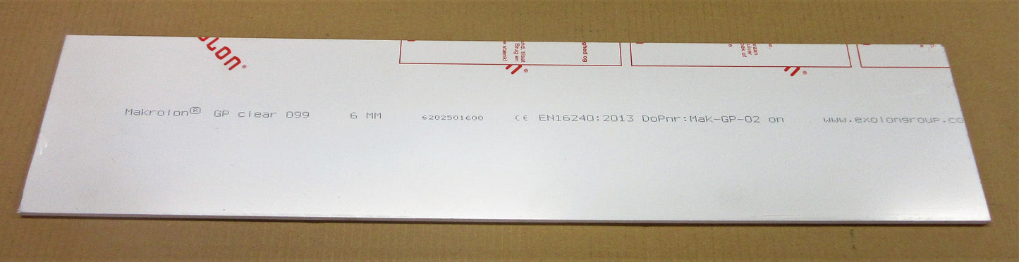 PC Platte 6mm GP 099 MAKROLON® 720 x 155mm Polycarbonat Kunststoffglas klar