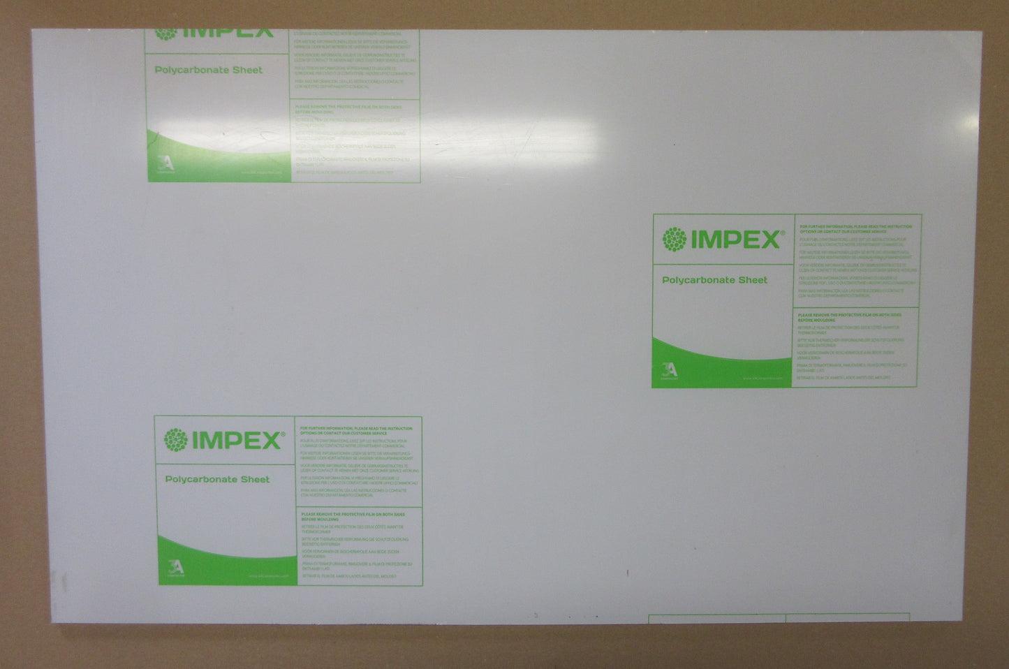 PC Platte 8mm Zuschnitt 613 x 379mm Kunststoffglas klar Polycarbonat IMPEX®