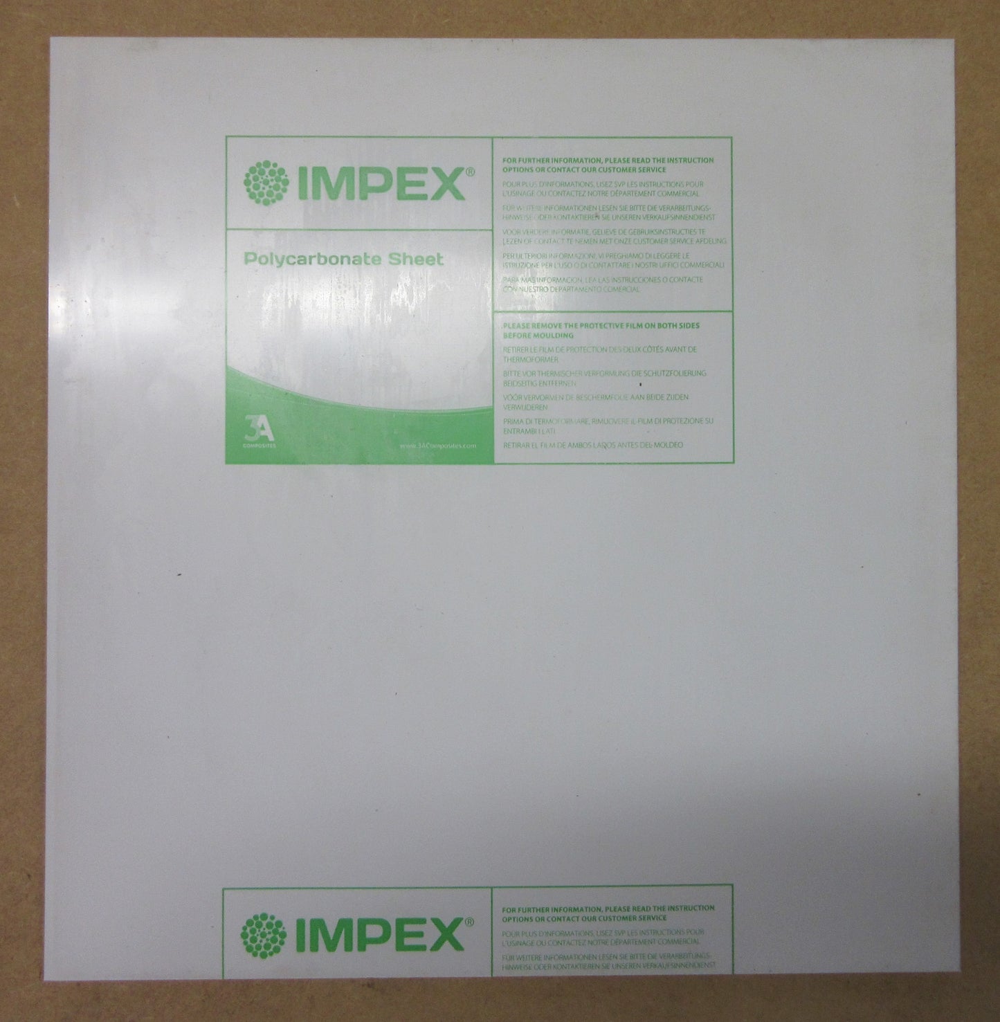 PC Platte 5mm Zuschnitt 410 x 397mm Kunststoffglas klar Polycarbonat IMPEX®
