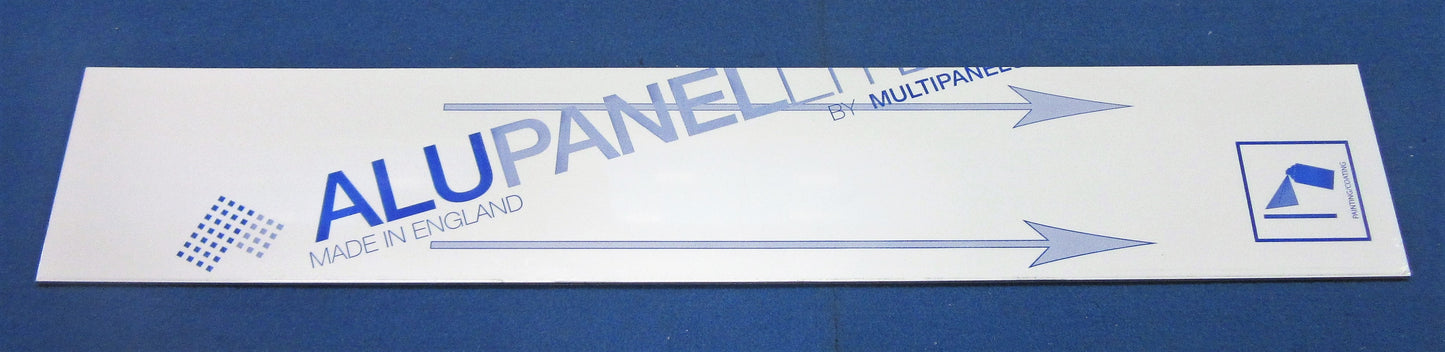 Alu-Verbundplatte 3mm weiß Zuschnitt 656 x 118mm, Deckschicht 0,26mm glänzend