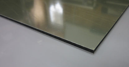 Alu-Verbundplatte 3mm Spiegel Innen und Außeneinsatz Zuschnitt 702 x 115mm