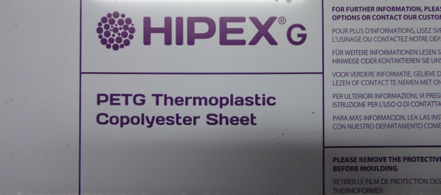 HIPEX® G-PET Platte 15mm Zuschnitt 1212 x 142mm Klar Vollmaterial Kunststoffglas