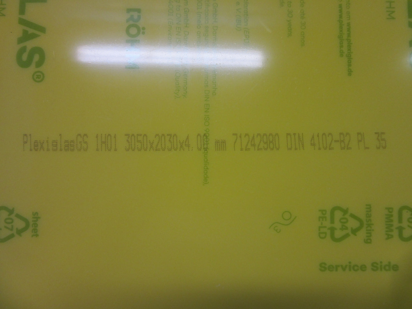 PLEXIGLAS® farbig GS gelb 4mm Zuschnitt 955 x 707 mm - Kunststoffglas - Acrylglas