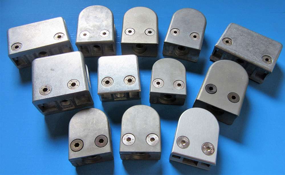 Diverse Glasklemmen Glasplattenträger Glashalter Glasklemmhalter Klemmbefestigung