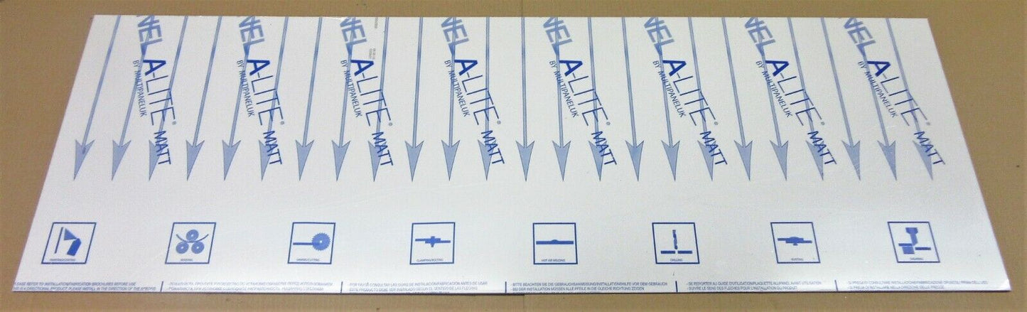 Alu-Verbundplatte 3mm weiß Zuschnitt 1250 x 425mm, Deckschicht 0,26mm matt