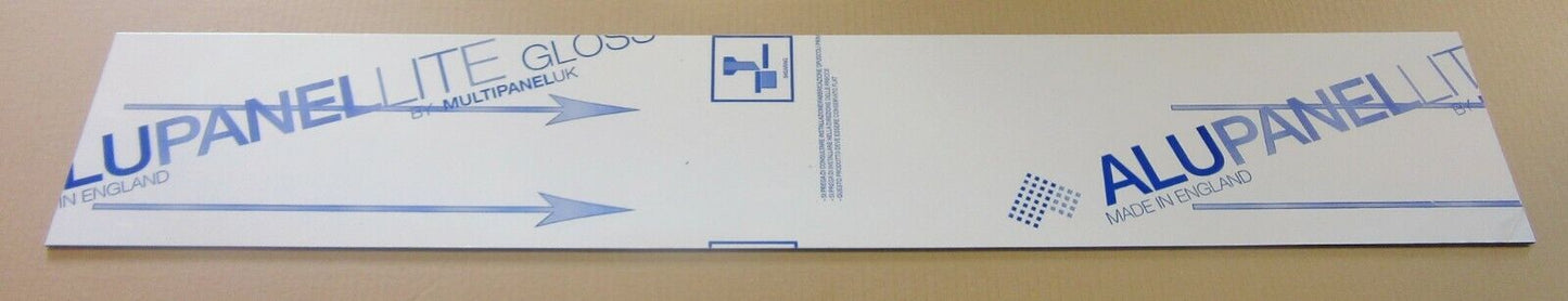 Alu-Verbundplatte 3mm weiß Zuschnitt 950 x 166mm, Deckschicht 0,3mm glänzend