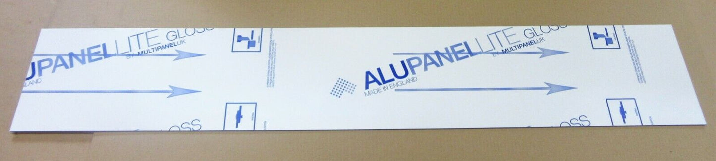 Alu-Verbundplatte 3mm weiß Zuschnitt 1270 x 212mm, Deckschicht 0,26mm glänzend