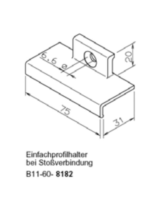 Alu-Einfach-Profilhalter Silber für Balkonbretter - Für Stoßverbindung -Kömabord