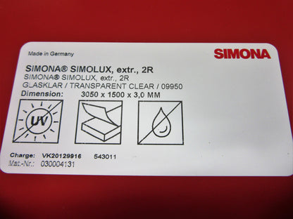 PET-G SIMOLUX Platte 3mm Zuschnitt 834 x 194mm Kunststoffglas transparent