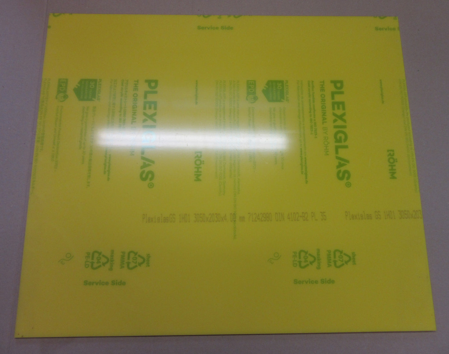 PLEXIGLAS® farbig GS gelb 4mm Zuschnitt 712 x 607 mm - Kunststoffglas - Acrylglas
